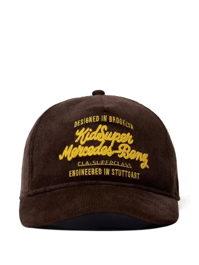 Kidsuper X Mercedes Benz Chainstitch Corduroy Cap In Brown