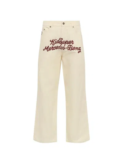 Kidsuper X Mercedes-benz Embroidered Straight-leg Trousers In Neutral