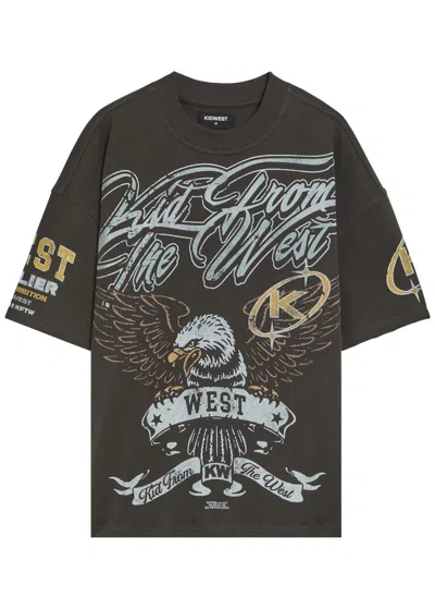 Kidwest Eagle Atelier Printed Cotton T-shirt In Black