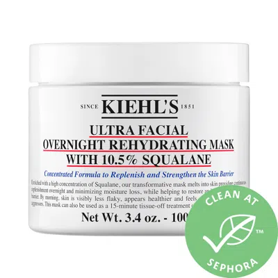 KIEHL'S SINCE 1851 ULTRA FACIAL OVERNIGHT HYDRATING FACE MASK WITH 10.5% SQUALANE 3.4 OZ/ 100 ML