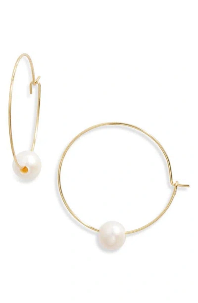 Ki-ele Freshwater Pearl Hoop Earrings In Gold