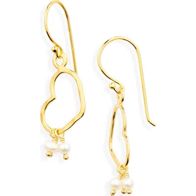 Ki-ele Esther Pearl Heart Drop Earrings In Gold
