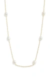 Ki-ele Pearl Station Necklace In Freshwater Pearl/gold