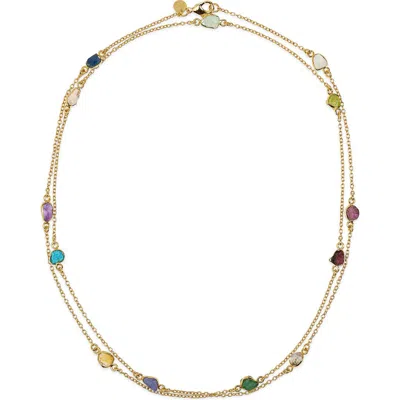 Ki-ele Rainbow Semiprecious Stone Station Long Necklace In Gold