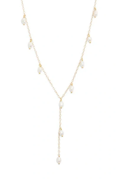Ki-ele Sarah Pearl Charm Y-necklace In Gold