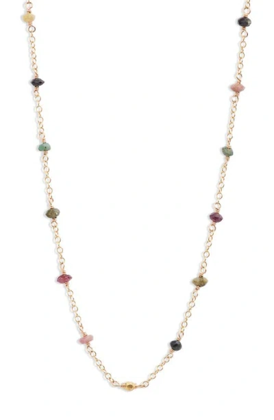 Ki-ele Leah Rainbow Tourmaline Choker In Gold