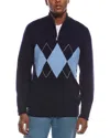 Kier + J Argyle Front Wool & Cashmere-blend 1/4-zip Sweater In Multi