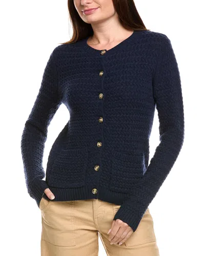 Kier + J Basket Weave Wool & Cashmere-blend Cardigan In Blue