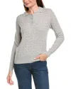 Kier + J Cable Knit Wool & Cashmere-blend Polo Sweater In Gray