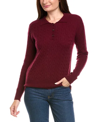 Kier + J Cable Knit Wool & Cashmere-blend Polo Sweater In Red
