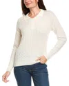 Kier + J Cable Knit Wool & Cashmere-blend Polo Sweater In White