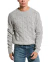 Kier + J Kier+j Cable Wool & Cashmere-blend Crewneck Sweater In Grey