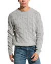 Kier + J Kier+j Cable Wool & Cashmere-blend Crewneck Sweater In Grey
