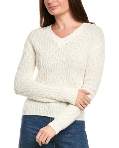 Kier + J Cable Wool & Cashmere-blend Sweater In White