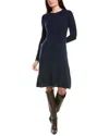 Kier + J Crewneck Wool & Cashmere-blend Dress In Blue