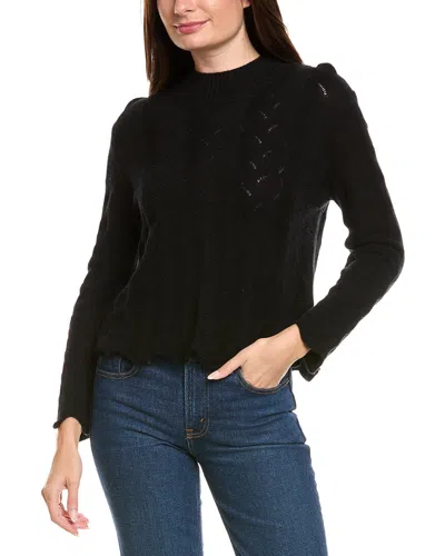 Kier + J Fancy Stitch Mock Neck Wool & Cashmere-blend Sweater In Black