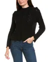 Kier + J Fancy Stitch Mock Neck Wool & Cashmere-blend Sweater In Black