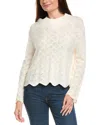 Kier + J Fancy Stitch Mock Neck Wool & Cashmere-blend Sweater In White