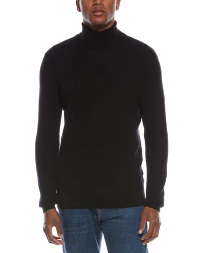Kier + J Fancy Stitch Wool & Cashmere-blend Turtleneck Sweater In Black