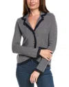 Kier + J Herringbone Wool & Cashmere-blend Cardigan In Gray