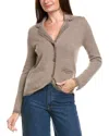 Kier + J Herringbone Wool & Cashmere-blend Cardigan In Brown