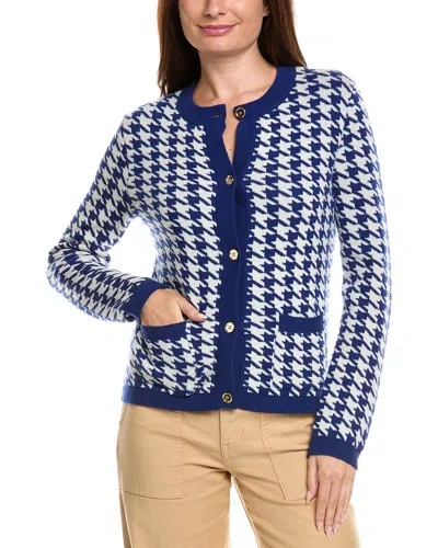 KIER + J HOUNDSTOOTH WOOL & CASHMERE-BLEND CARDIGAN