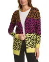 Kier + J Leopard Wool & Cashmere-blend Cardigan In Pink