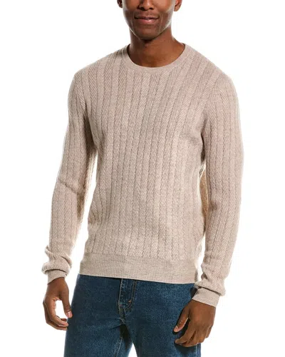 Kier + J Mini Herringbone Wool & Cashmere-blend Sweater In Brown