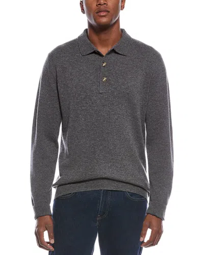 Kier + J Mixed Stitch Wool & Cashmere-blend Polo Sweater In Gray