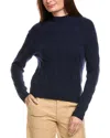 Kier + J Mock Neck Cable Wool & Cashmere-blend Sweater In Blue