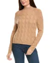 Kier + J Mock Neck Cable Wool & Cashmere-blend Sweater In Brown