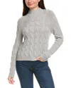 Kier + J Mock Neck Cable Wool & Cashmere-blend Sweater In Gray