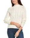 Kier + J Mock Neck Cable Wool & Cashmere-blend Sweater In Neutral