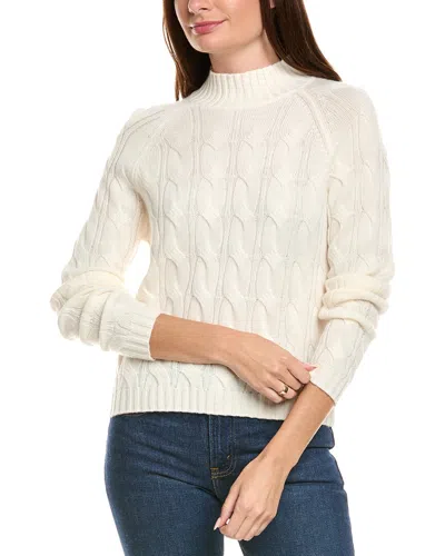 Kier + J Mock Neck Cable Wool & Cashmere-blend Sweater In White