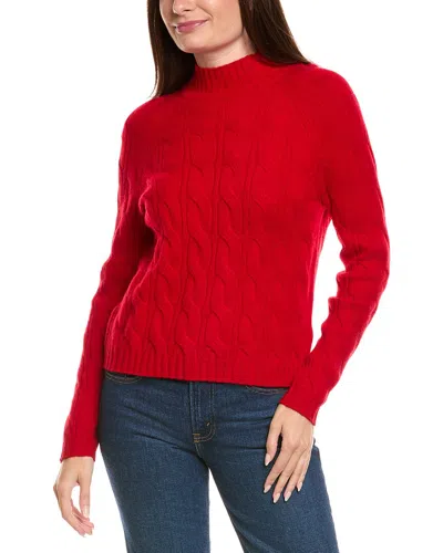 Kier + J Mock Neck Cable Wool & Cashmere-blend Sweater In Red