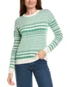Kier + J Oversized Jacquard Wool & Cashmere Sweater In Green