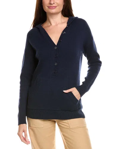 Kier + J Oversized Wool & Cashmere-blend Hoodie In Blue