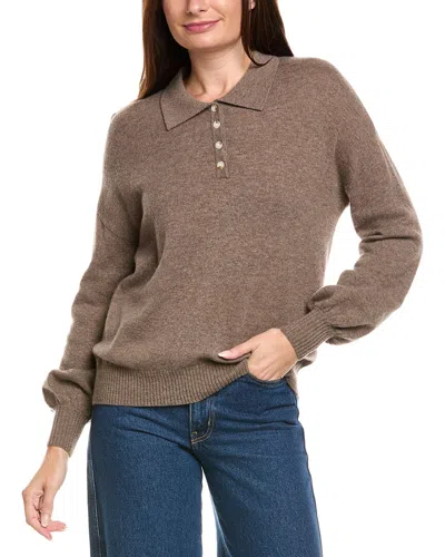 Kier + J Oversized Wool & Cashmere-blend Polo Sweater In Brown
