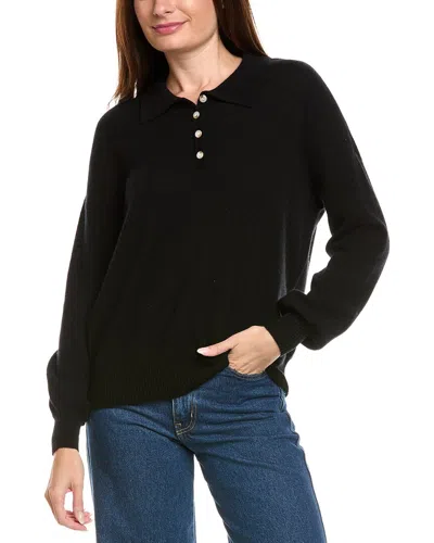 Kier + J Oversized Wool & Cashmere-blend Polo Sweater In Black