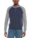 Kier + J Raglan Colorblocked Wool & Cashmere-blend Henley In Gray