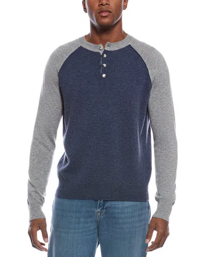 Kier + J Raglan Colorblocked Wool & Cashmere-blend Henley In Gray