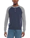 Kier + J Raglan Colorblocked Wool & Cashmere-blend Henley In Gray
