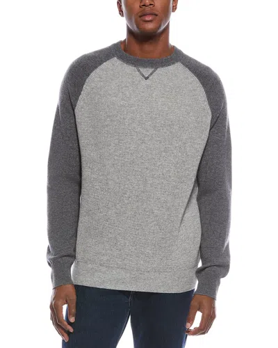 Kier + J Raglan Colorblocked Wool & Cashmere-blend Crewneck Sweater In Grey