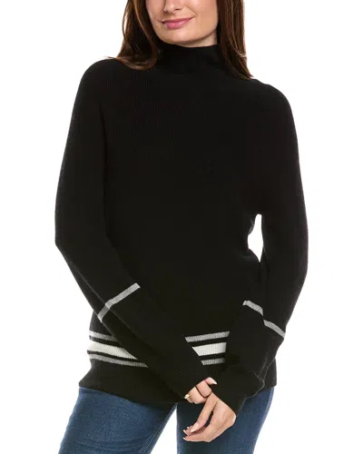 Kier + J Ribbed Mock Neck Wool & Cashmere-blend Sweater In Black