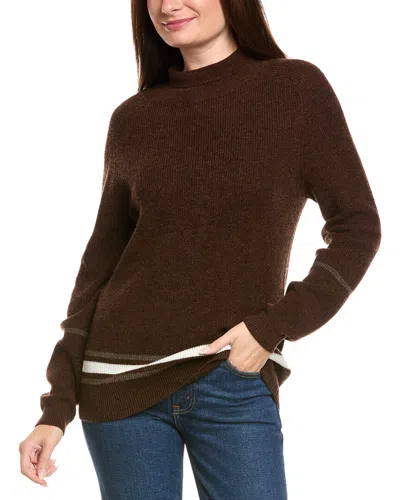 Kier + J Ribbed Mock Neck Wool & Cashmere-blend Sweater In Brown