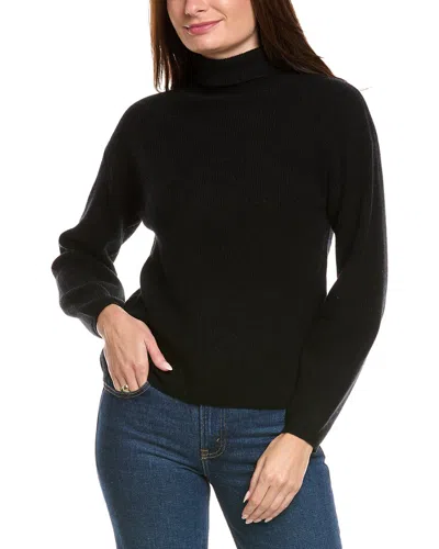 Kier + J Ribbed Turtleneck Wool & Cashmere-blend Sweater In Black