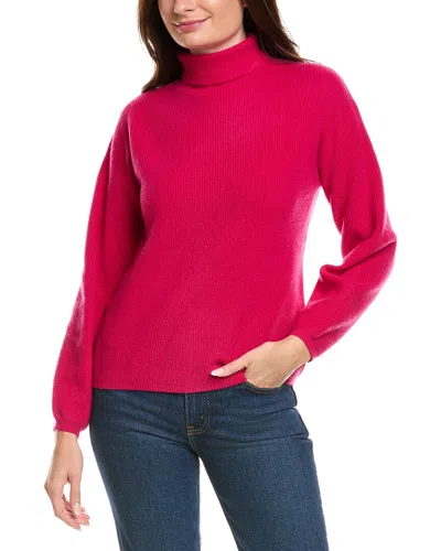 Kier + J Ribbed Turtleneck Wool & Cashmere-blend Sweater In Pink