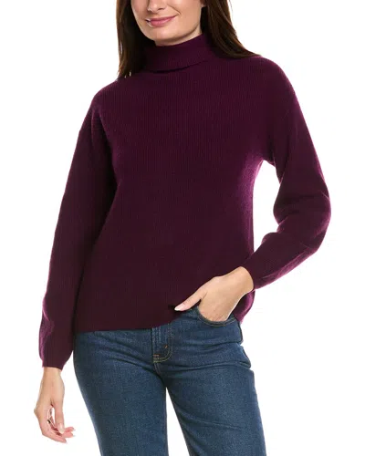 Kier + J Ribbed Turtleneck Wool & Cashmere-blend Sweater In Purple