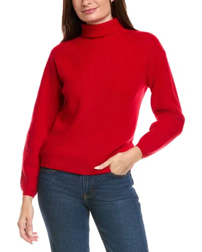 Kier + J Ribbed Turtleneck Wool & Cashmere-blend Sweater In Red