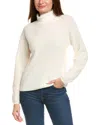 Kier + J Ribbed Turtleneck Wool & Cashmere-blend Sweater In White